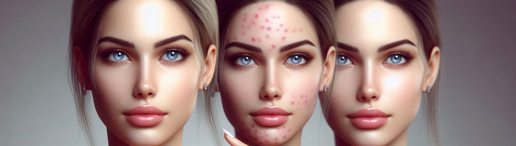 Woman with Perfect Skin Standing Next to a Woman with Acne