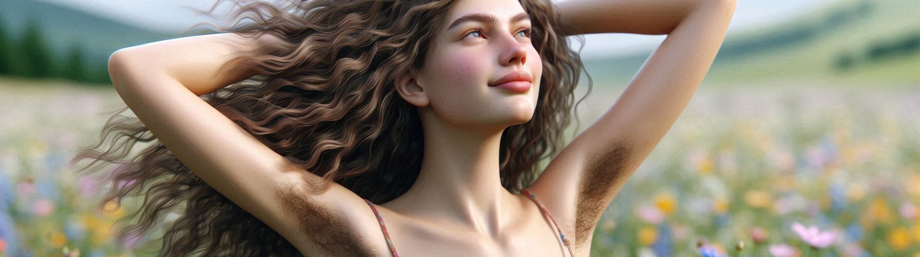 Woman with Hairy Armpits