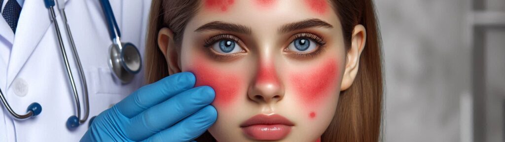 Doctor Diagnosing Rosacea on Woman's Face