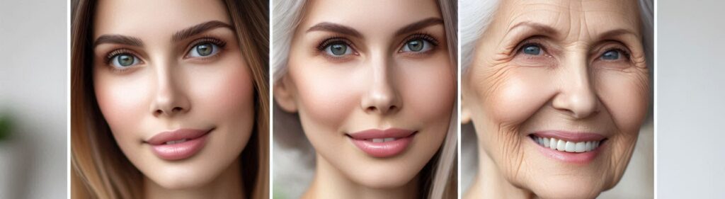 Side by Side of Woman Aging