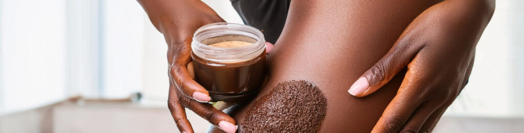 Woman Applying Coffee to her Cellulite