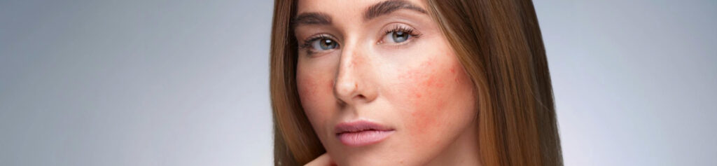 Woman with Rosacea on her Face